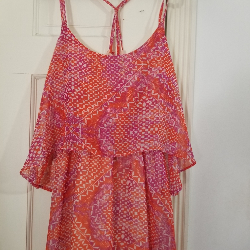 Ecote Pink and Purple and white Mini Dress spaghetti straps women size M (339) - Picture 6 of 15